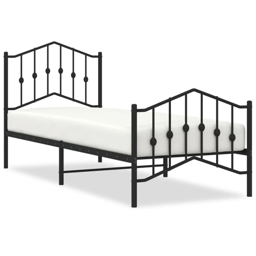 Estrutura de cama com cabeceira e pés 80x200 cm metálico preto