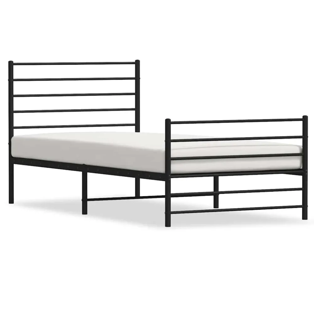 Estrutura de cama com cabeceira e pés 80x200 cm metálico preto