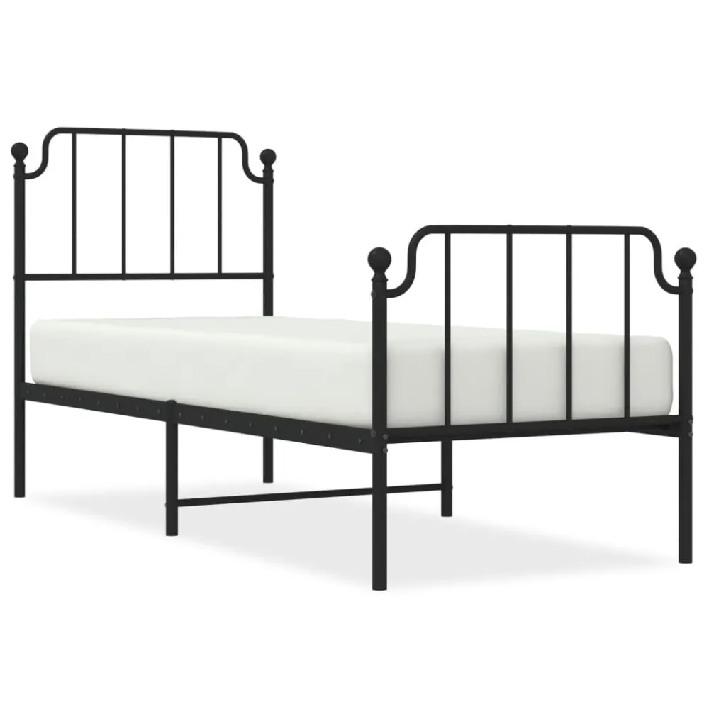 Estrutura de cama com cabeceira e pés 80x200 cm metálico preto
