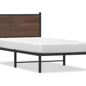Estrutura cama com cabeceira 90x190 cm metálico carvalho castanho