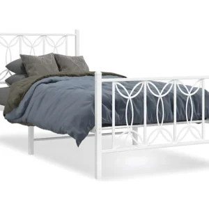 Estrutura de cama com cabeceira e pés 90x190 cm metálico branco