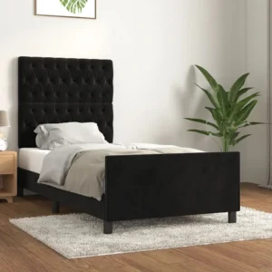 Estrutura de cama com cabeceira 90x190 cm veludo preto