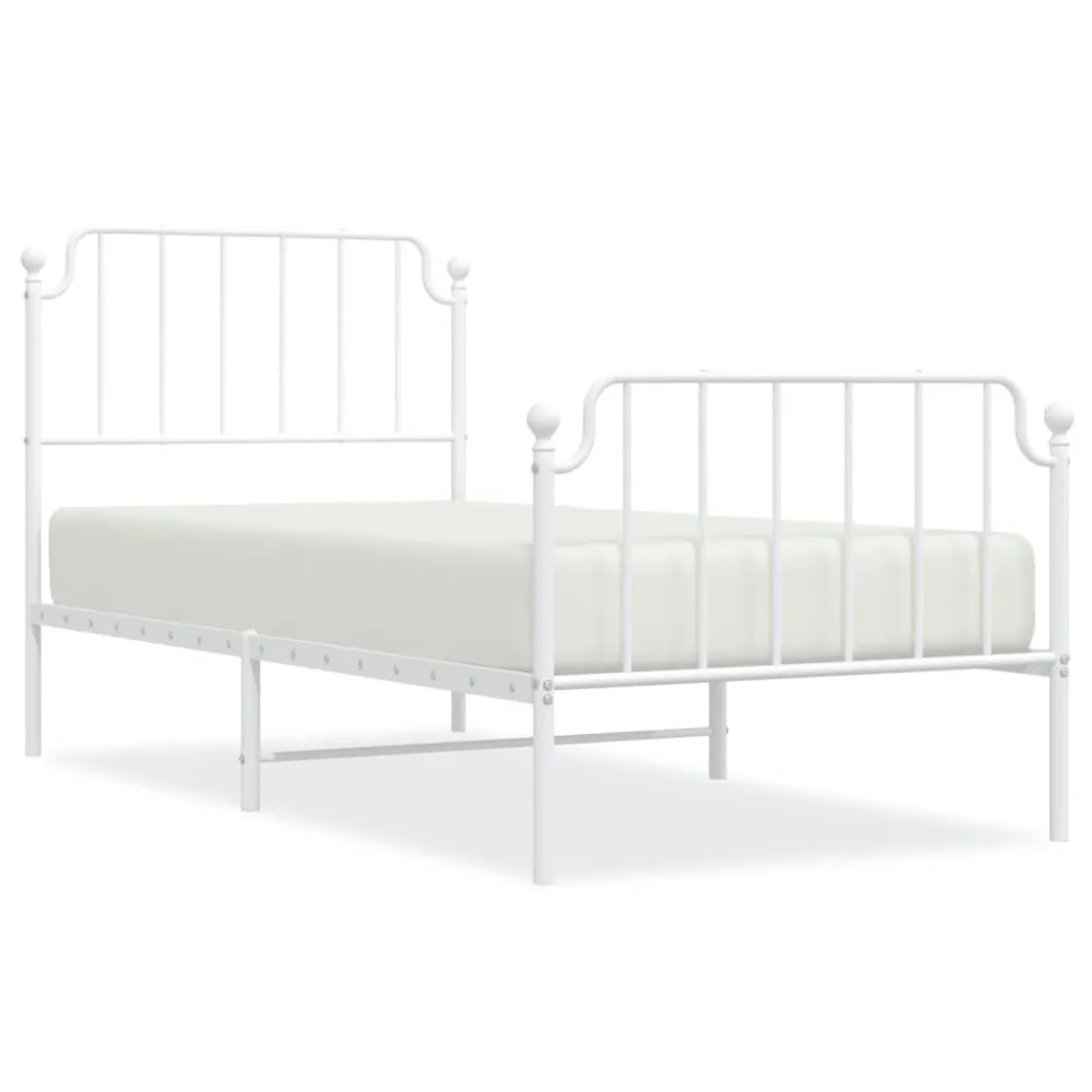 Estrutura de cama com cabeceira e pés 90x200 cm metálico branco