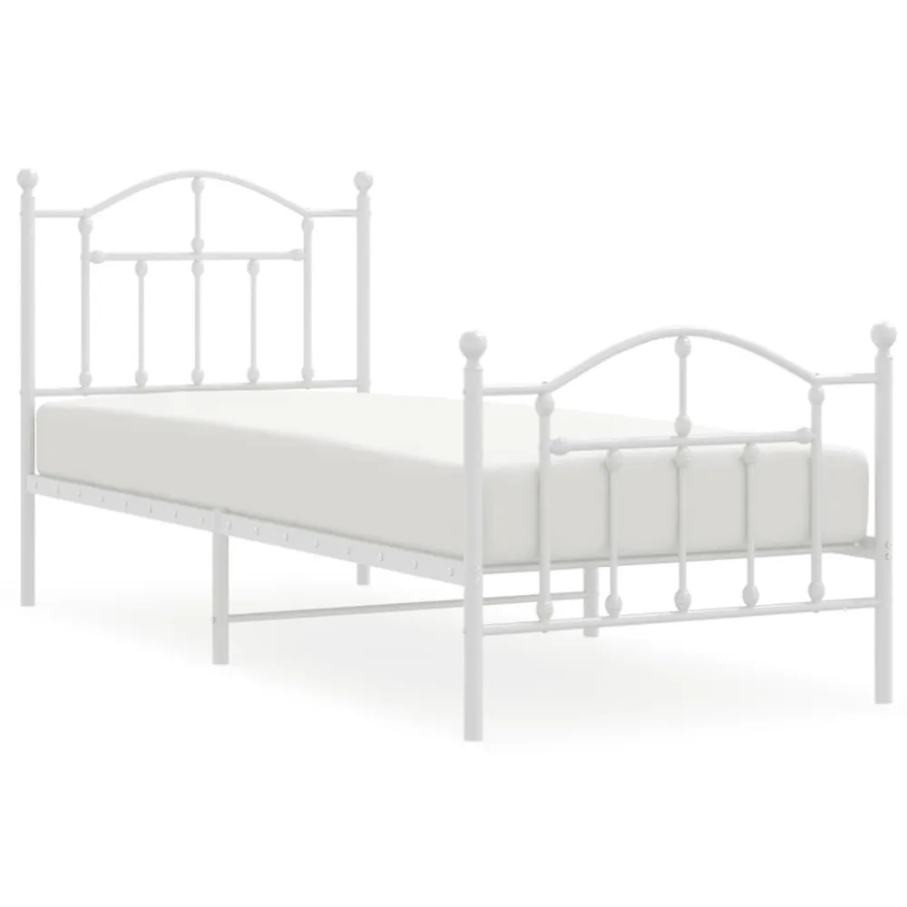 Estrutura de cama com cabeceira e pés 90x200 cm metálico branco
