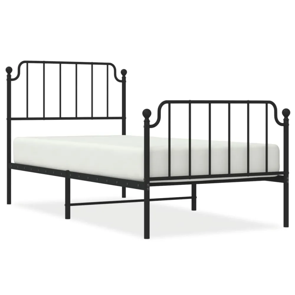 Estrutura de cama com cabeceira e pés 90x200 cm metálico preto