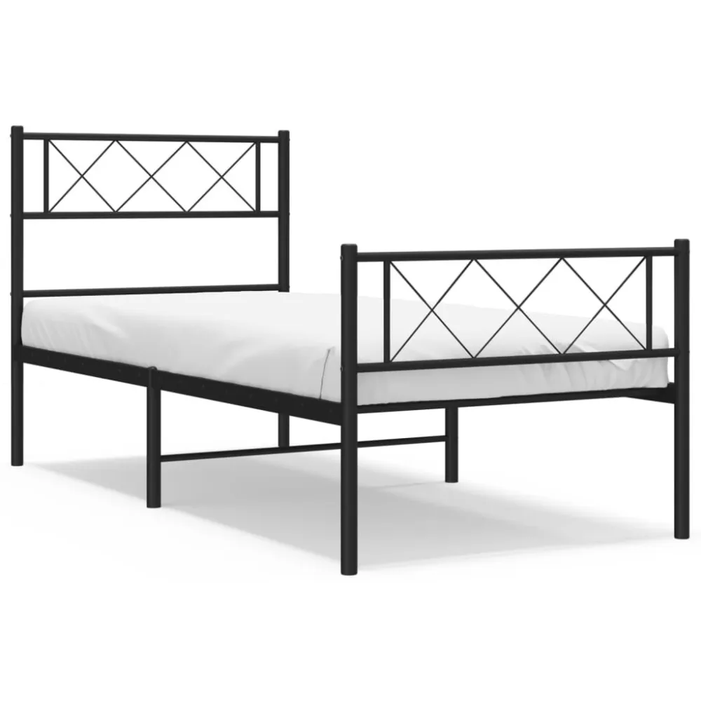 Estrutura de cama com cabeceira e pés 90x200 cm metálico preto