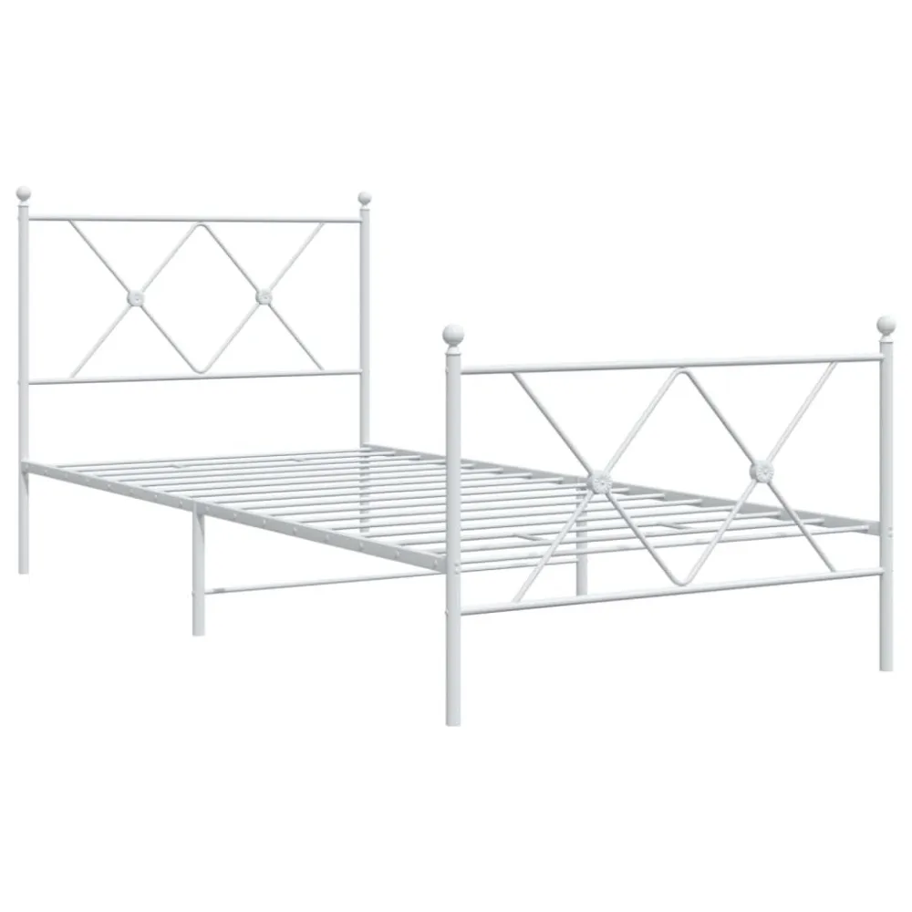 Estrutura de cama com cabeceira e pés 90x200 cm metálico branco