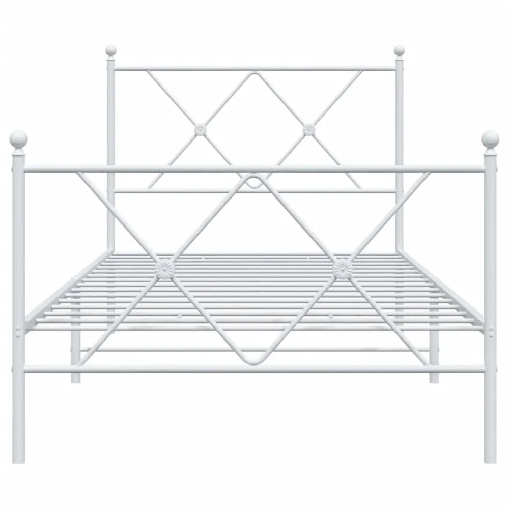 Estrutura de cama com cabeceira e pés 90x200 cm metálico branco