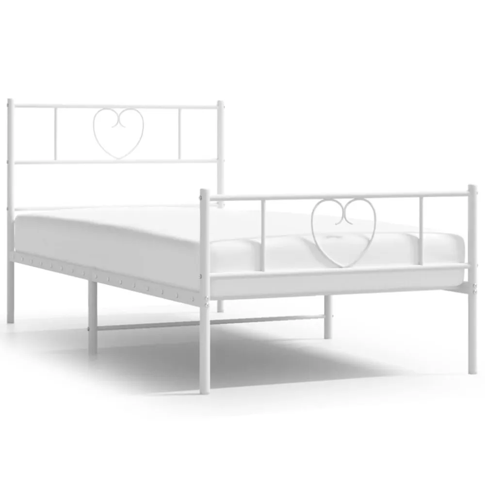 Estrutura de cama com cabeceira e pés 90x200 cm metálico branco