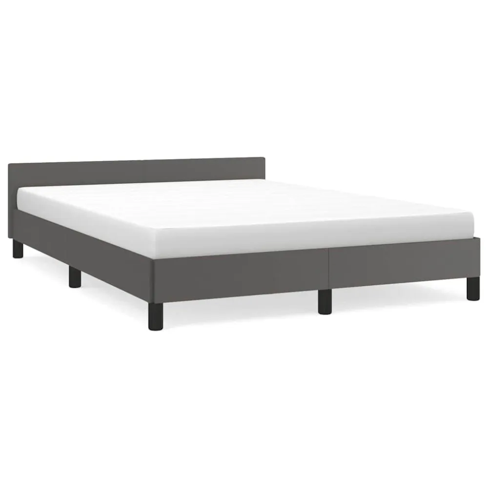 Estrutura cama com cabeceira sem colchão 140x190 cm cinzento