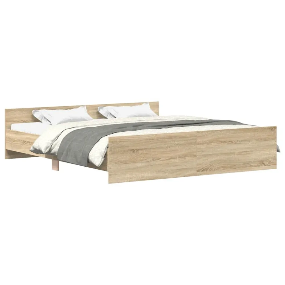 Estrutura cama com cabeceira/apoio pés 160x200cm carvalho sonoma
