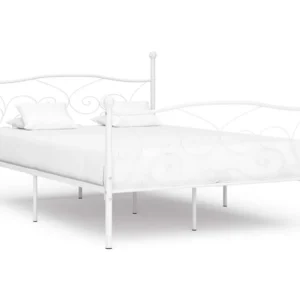 Estrutura de cama com estrado de ripas 140x200 cm metálico branco
