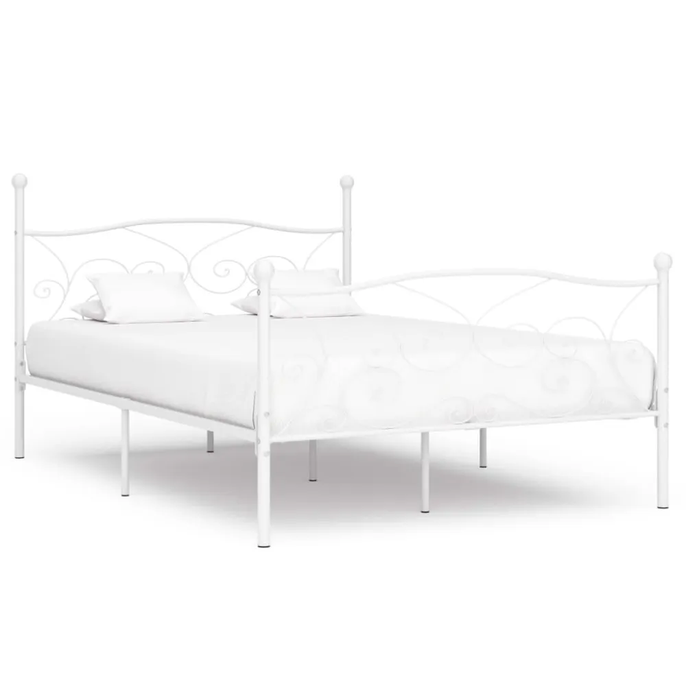 Estrutura de cama com estrado de ripas 160x200 cm metálico branco