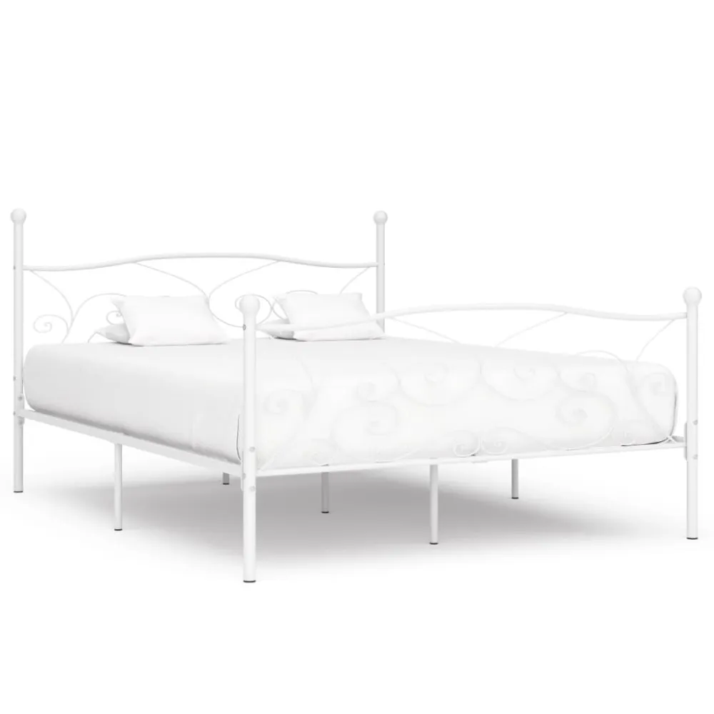 Estrutura de cama com estrado de ripas 200x200 cm metálico branco