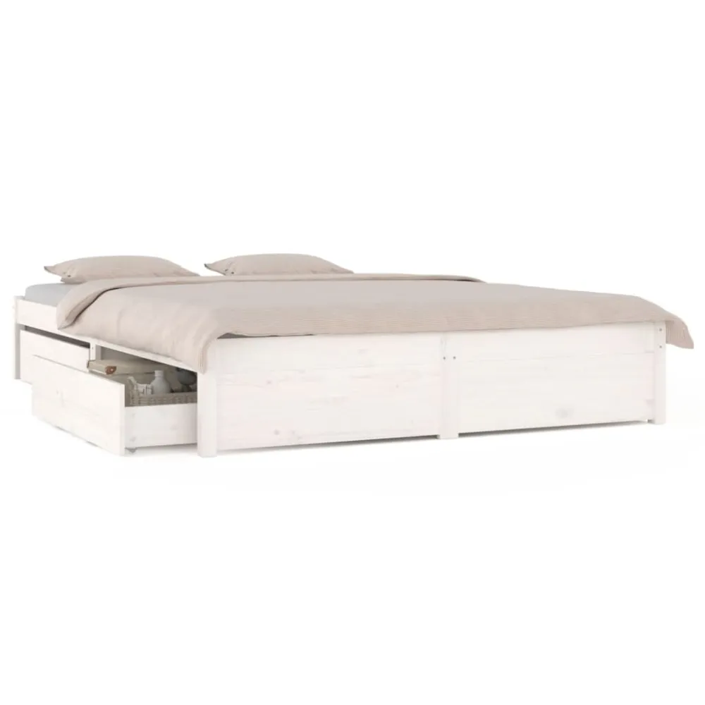 Estrutura de cama com gavetas 160x200 cm branco