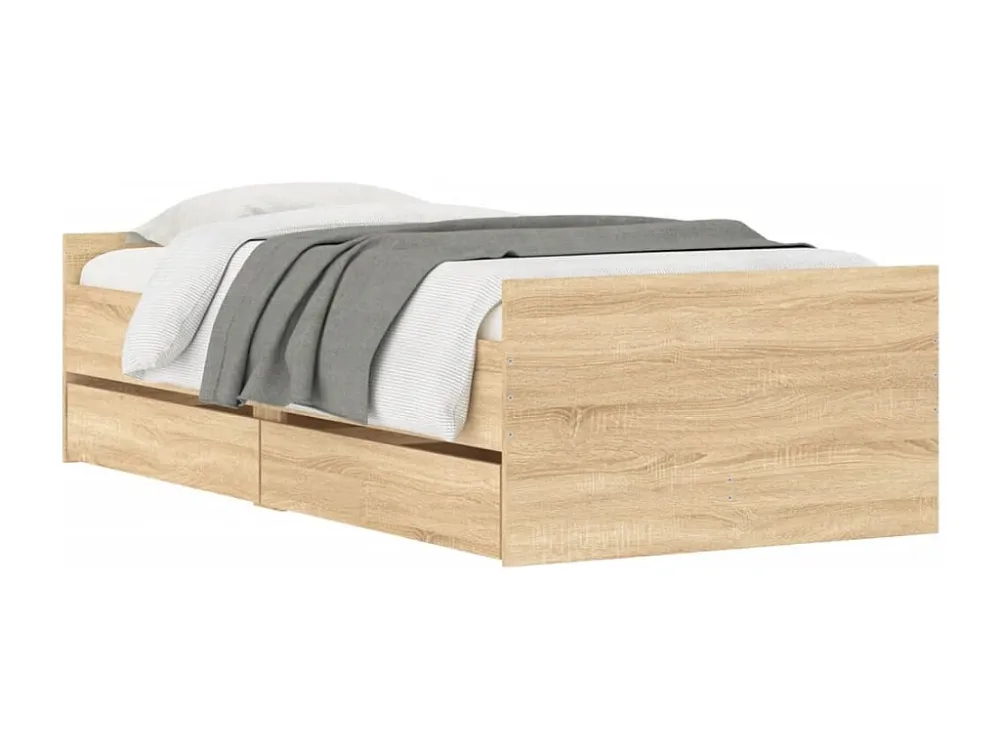 Estrutura de cama com gavetas 90x190 cm carvalho sonoma