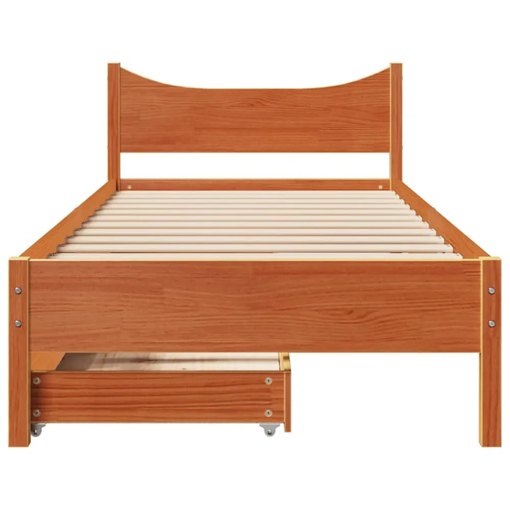 Estrutura de cama com gavetas 90x190cm pinho maciço castanho-mel