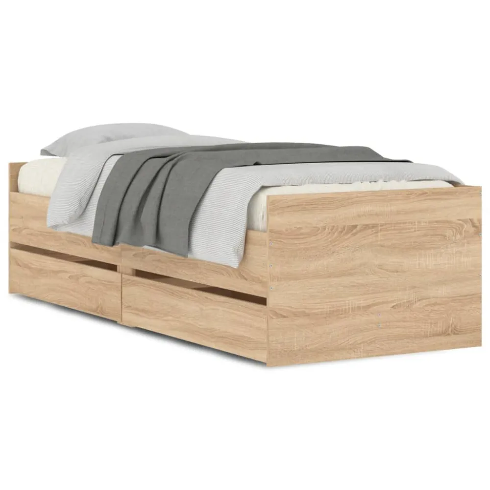 Estrutura de cama com gavetas 90x200 cm carvalho sonoma