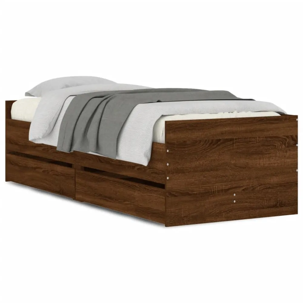 Estrutura de cama com gavetas 90x200 cm carvalho castanho