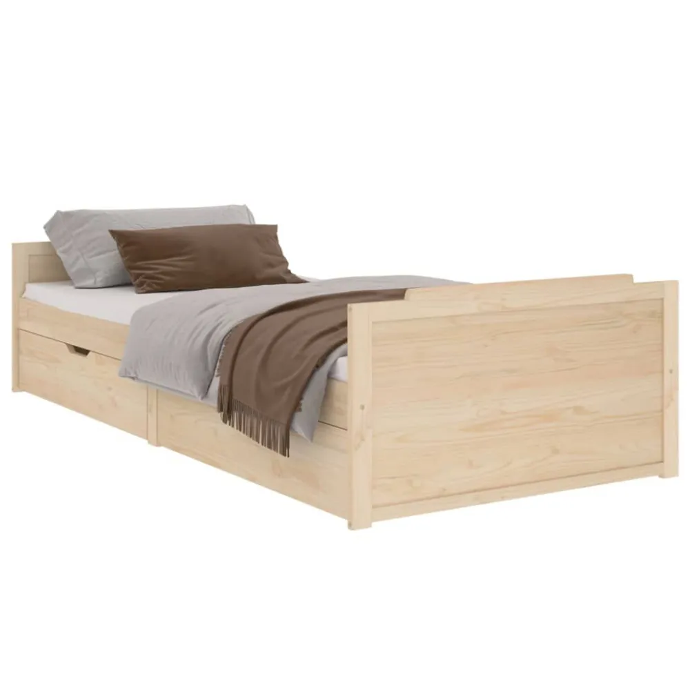 Estrutura de cama com gavetas 90x200 cm pinho maciço