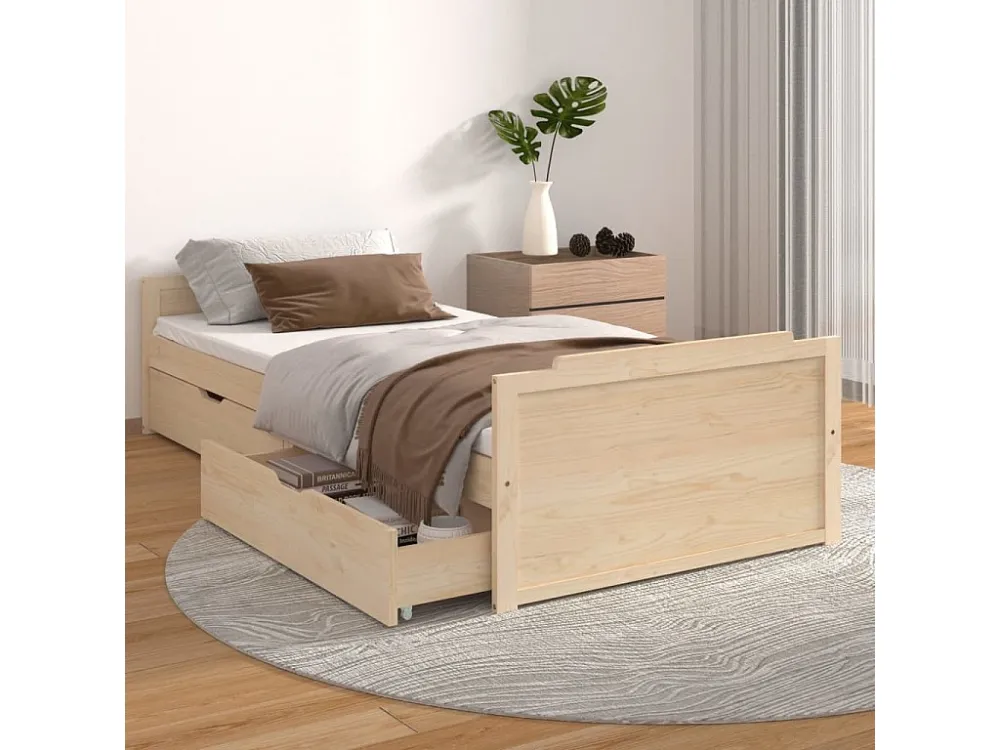 Estrutura de cama com gavetas 90x200 cm pinho maciço