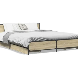 Estrutura de cama com gavetas derivados madeira carvalho sonoma