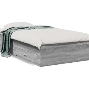 Estrutura de cama com gavetas derivados madeira cinza sonoma