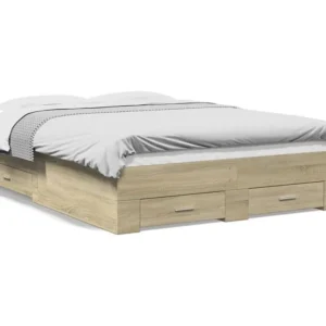 Estrutura de cama com gavetas derivados madeira carvalho sonoma