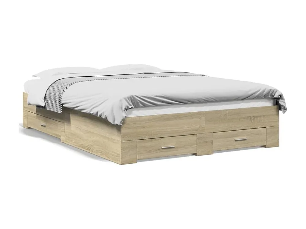 Estrutura de cama com gavetas derivados madeira carvalho sonoma
