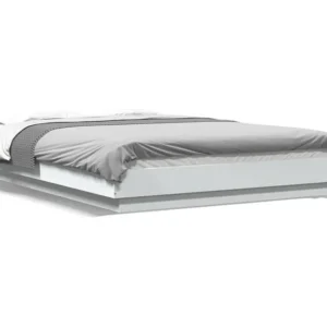 Estrutura cama com luzes LED 140x200 cm derivados madeira branco