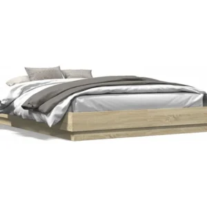 Estrutura de cama com luzes LED 160x200 cm carvalho sonoma