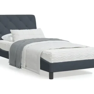 Estrutura de cama com luzes LED 90x200 cm veludo cinza-escuro