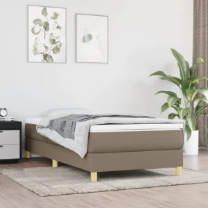 Estrutura de cama com molas 90x190 cm tecido cinza-acastanhado