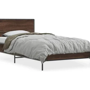 Estrutura de cama derivados de madeira/metal carvalho castanho