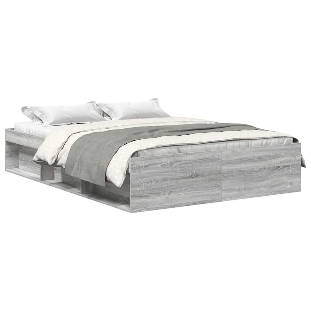 Estrutura de cama king 150x200 cm cinzento sonoma