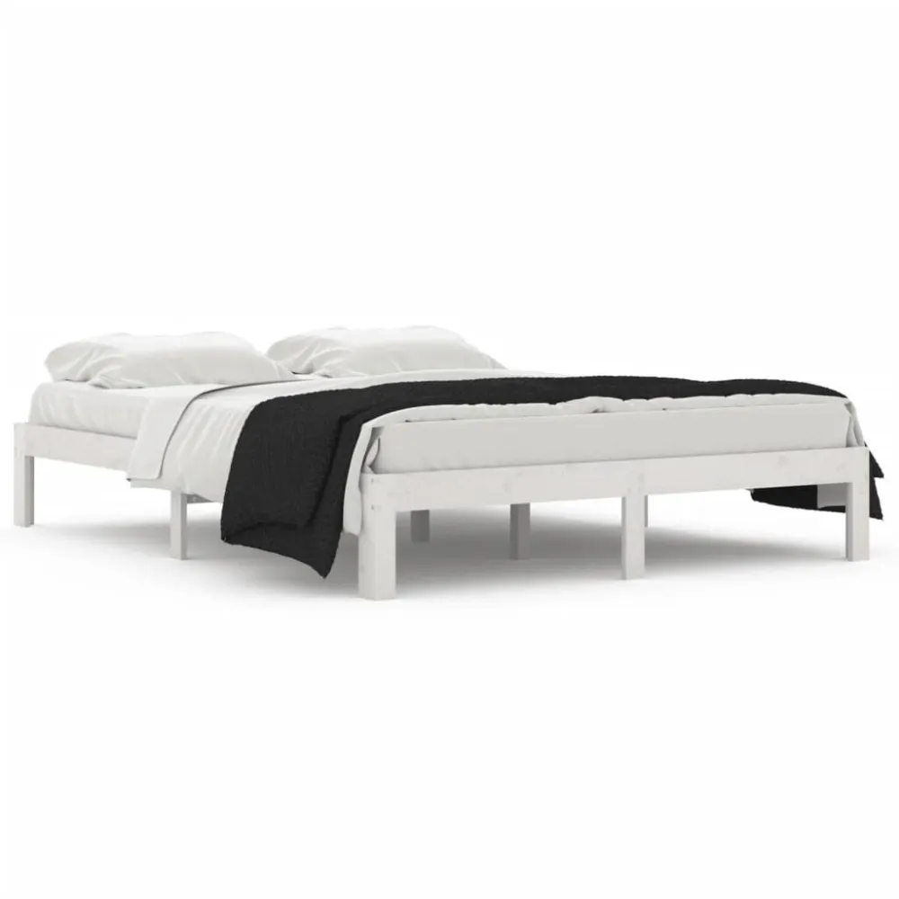 Estrutura de cama king 150x200 cm madeira maciç branco