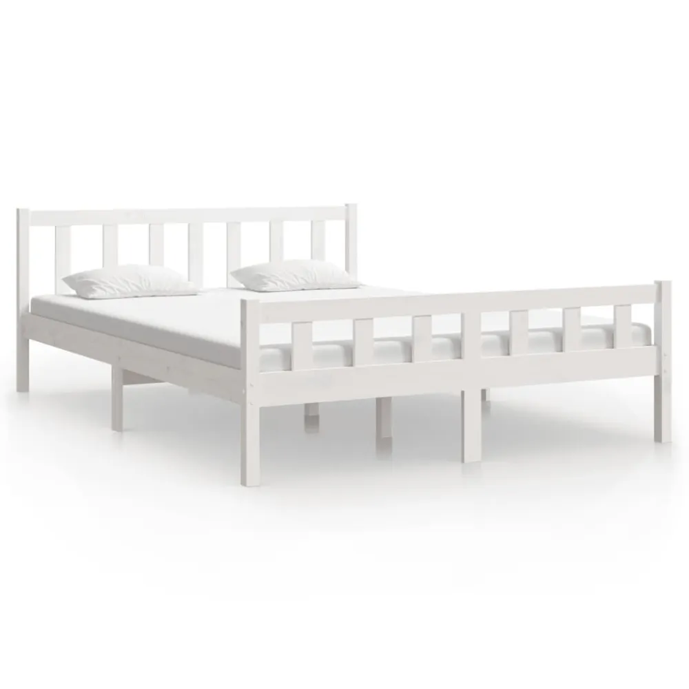 Estrutura de cama king 150x200 cm madeira maciç branco