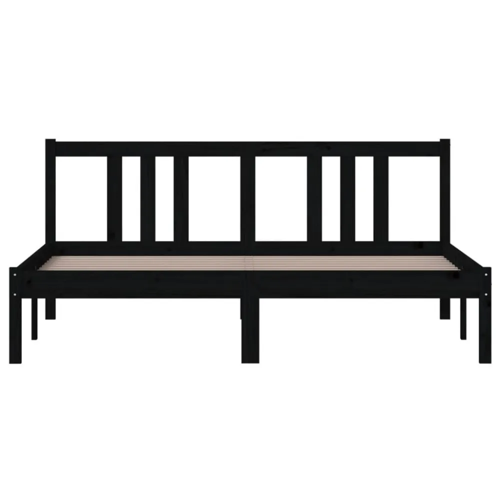 Estrutura de cama king 150x200 cm madeira maciç preto