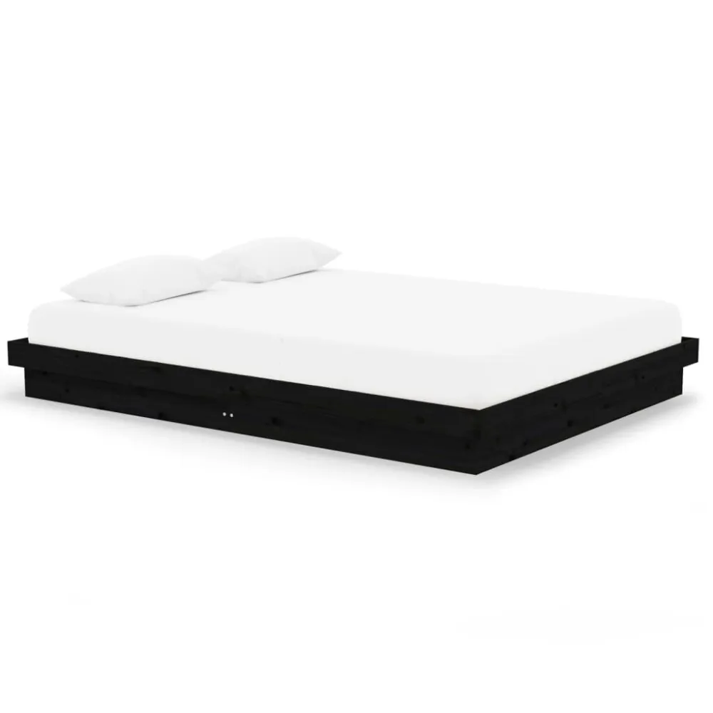 Estrutura de cama king 150x200 cm madeira maciç preto