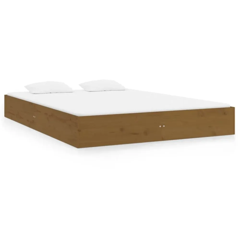 Estrutura cama king 150x200 cm madeira maciç castanho-mel