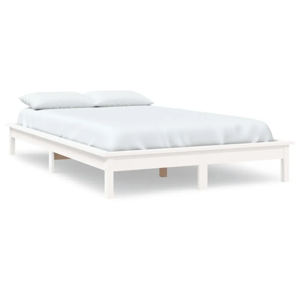 Estrutura de cama king size 150x200 cm pinho maciço branco