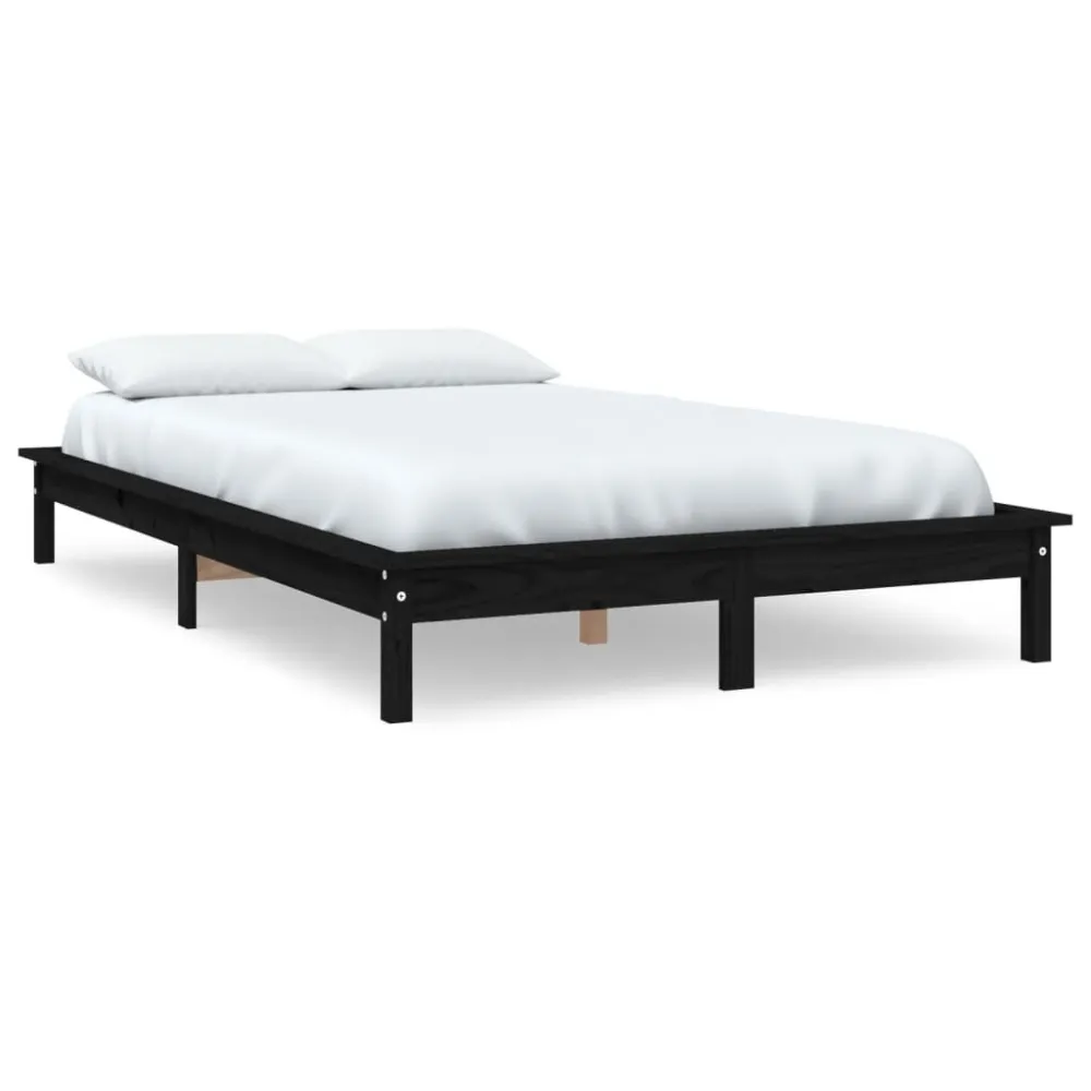 Estrutura de cama king size 150x200 cm pinho maciço preto