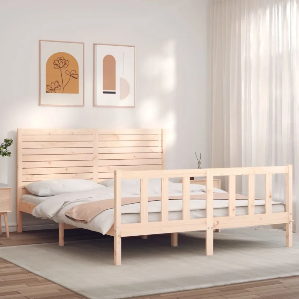 Estrutura de cama King Size com cabeceira madeira maciç