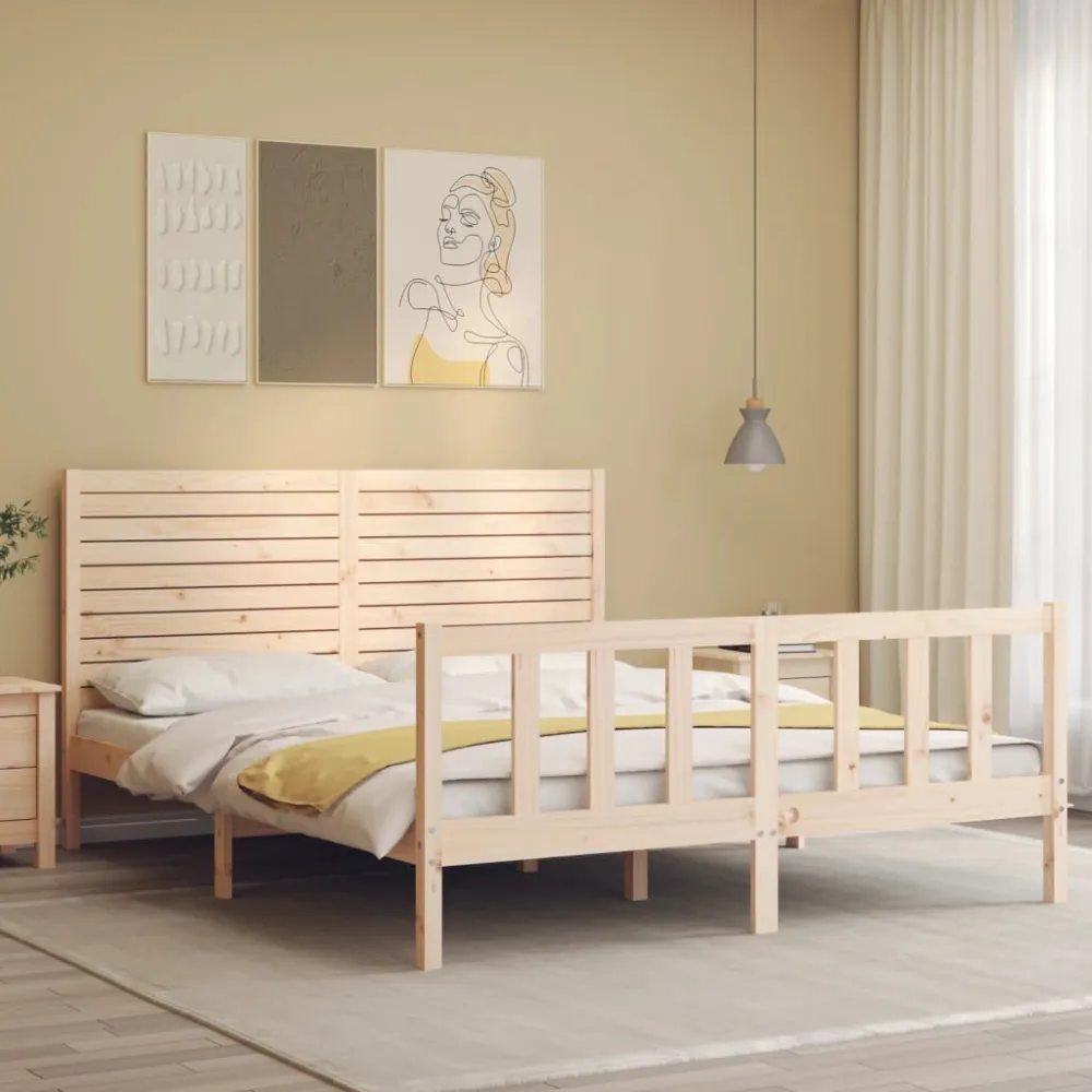 Estrutura de cama King Size com cabeceira madeira maciç