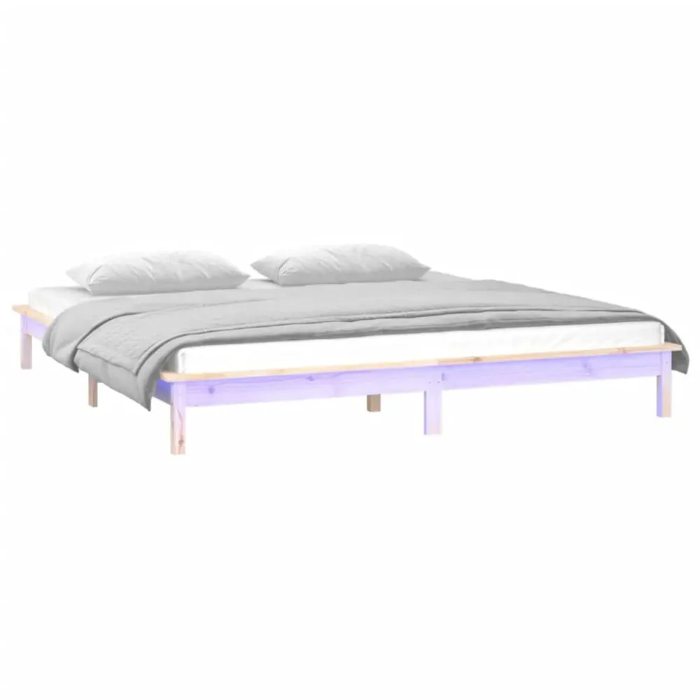 Estrutura cama king size com luzes LED 150x200 cm madeira maciç