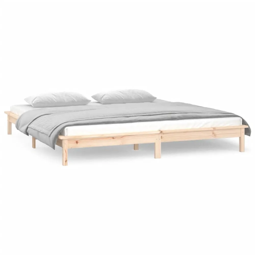 Estrutura cama king size com luzes LED 150x200 cm madeira maciç