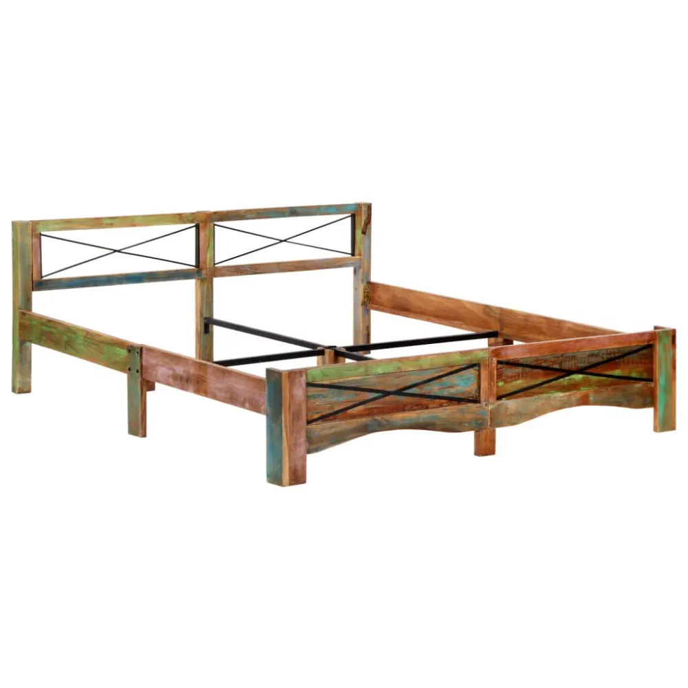Estrutura de cama madeira recuperada maciç 180x200 cm