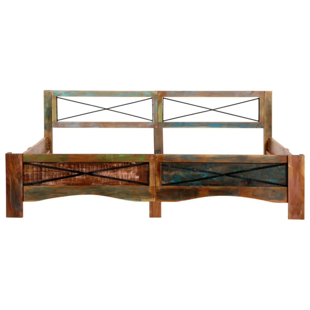 Estrutura de cama madeira recuperada maciç 180x200 cm