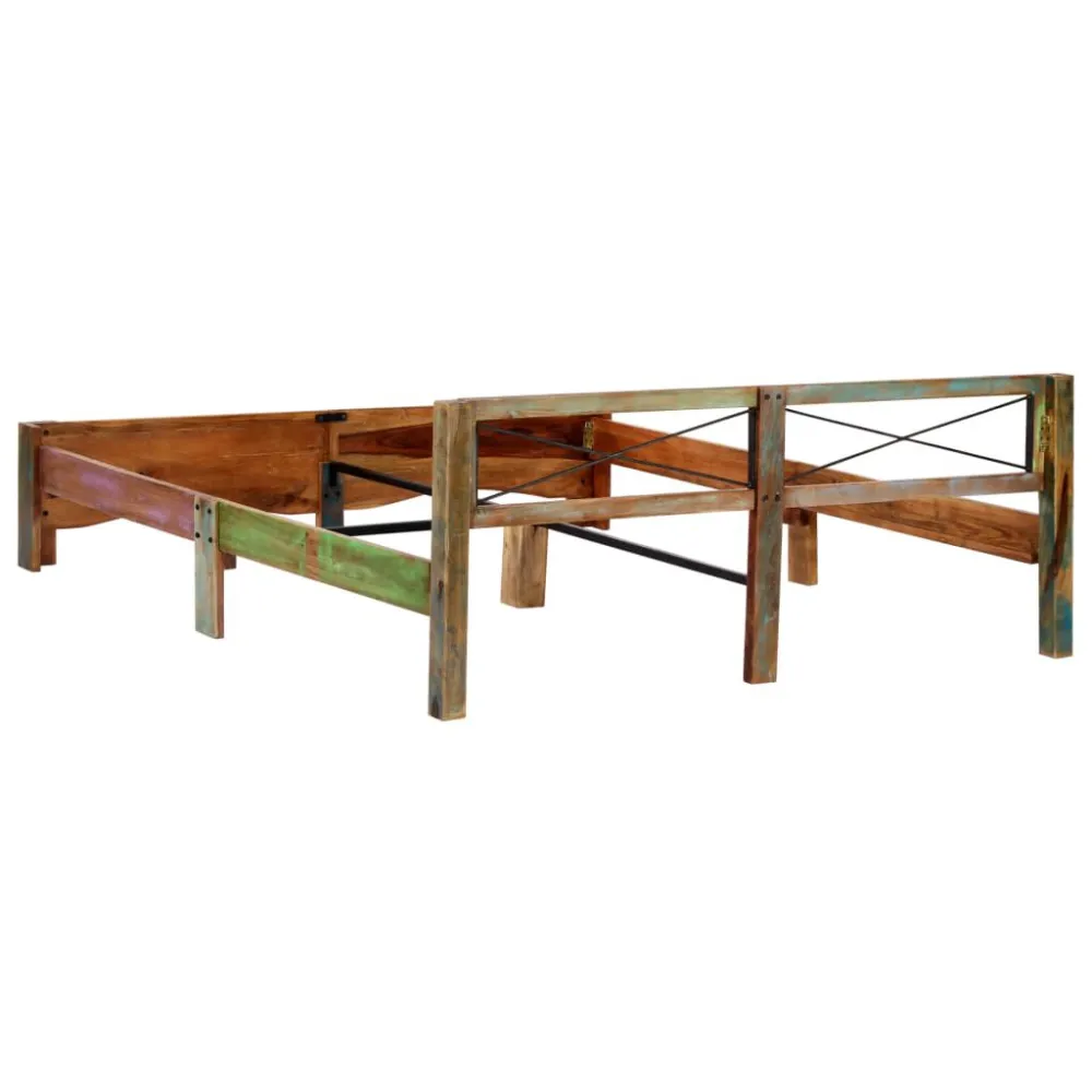 Estrutura de cama madeira recuperada maciç 180x200 cm