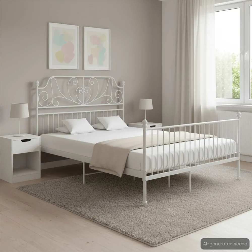 Estrutura de cama metálico 140x200 cm branco